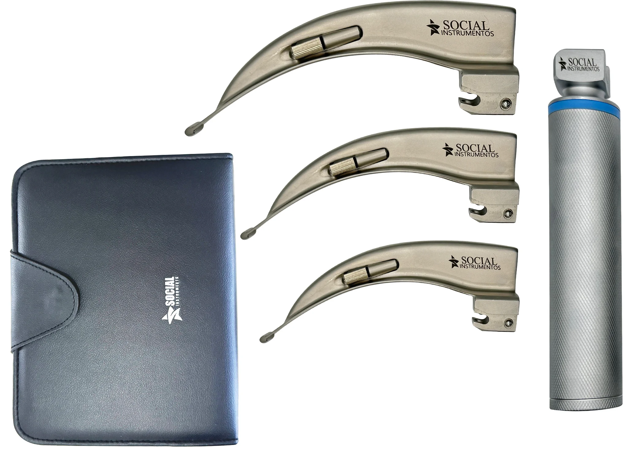 Kit Laringoscópio Com 3 Laminas Adulto