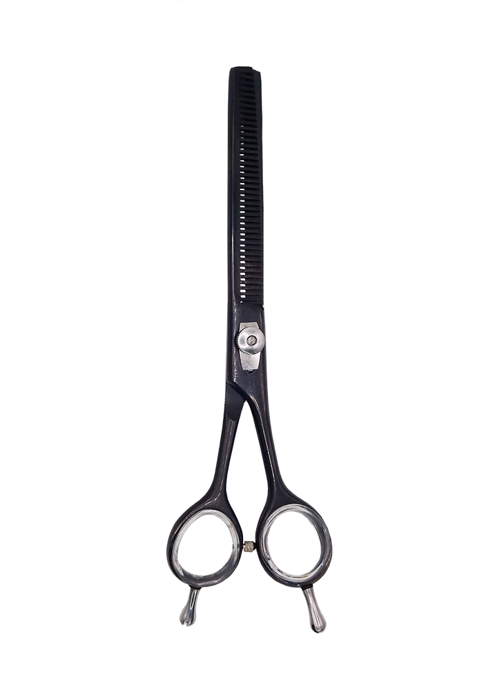 Tesoura Semi-Dentada Reta Preta Tosa Pet Profissional
